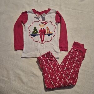 Holiday Elf boys size 4T 2 piece pajama set, red and white, VGUC
